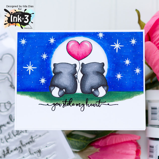 Raccoon Hugs Valentine's Day Card using Mirror Stamping for Ink On 3 by ilovedoingallthingscrafty.com