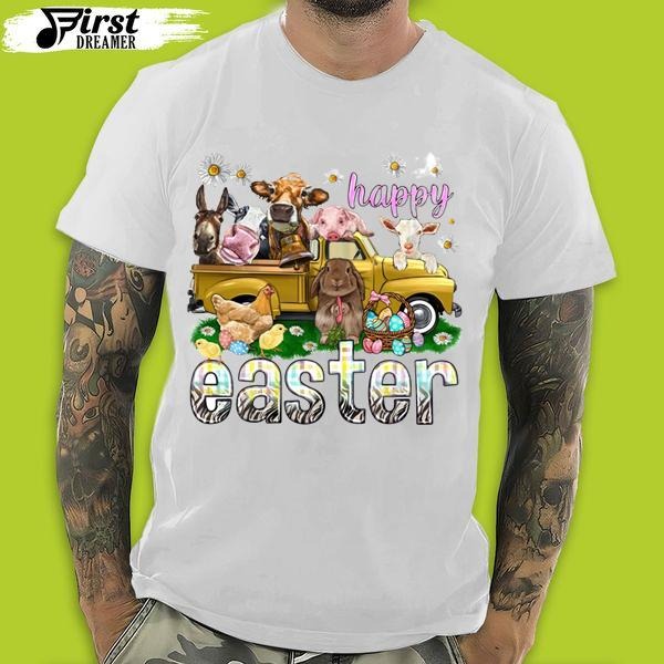Easter Truck With Farm Animals Easter Day T-shirt