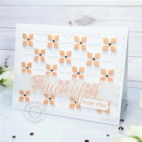 Sunny Studio Stamps: Frilly Frames Retro Petal Dies Frilly Frames Hexagon Dies Elegant Leaves Thank You Card by Ana Anderson