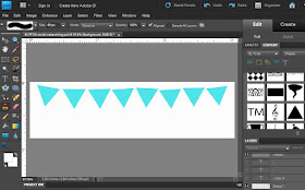 Use the traingle shape in Photoshop Elements to make bunting design for social media buttons