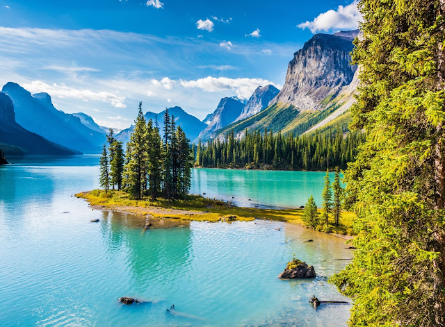 Spirit Island på Maligne Lake i Jasper National Park.