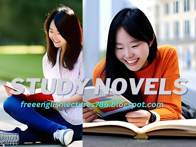 Two females college students studying novels