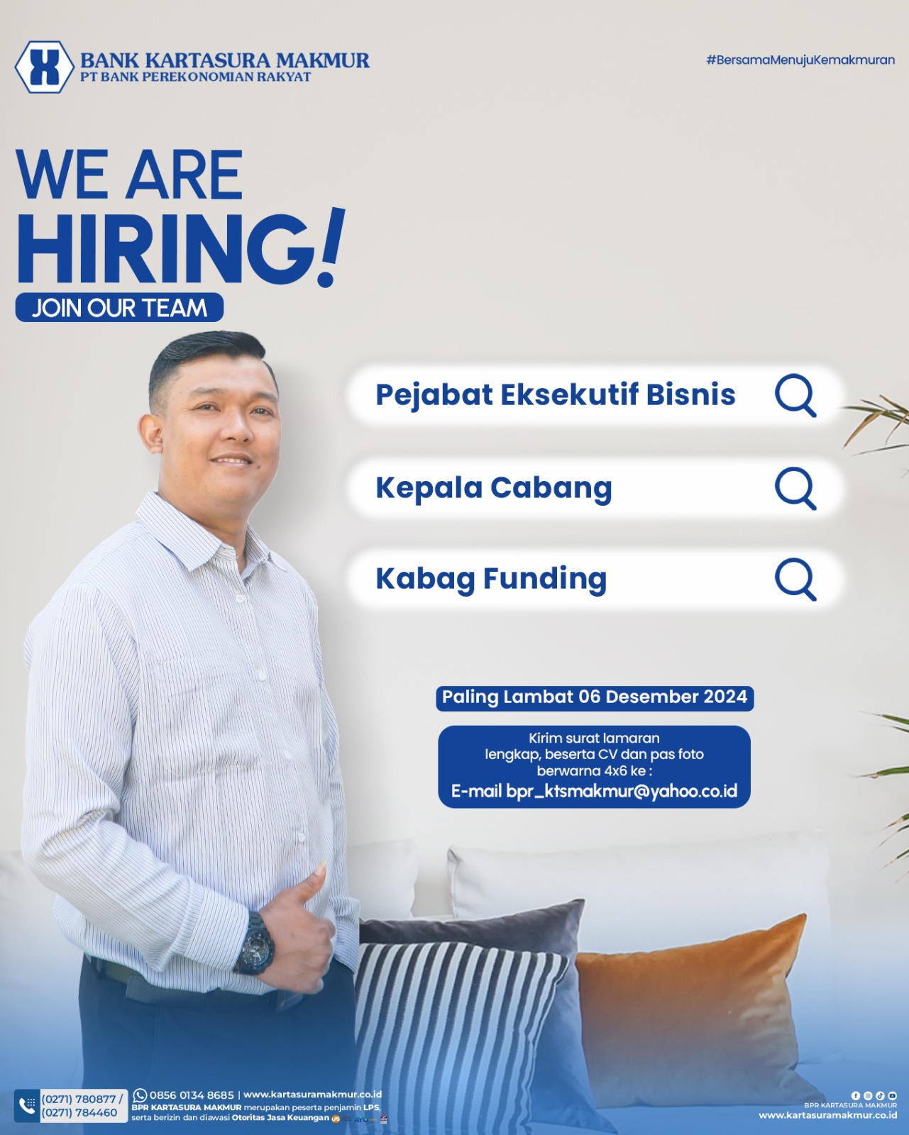 Loker BPR Kartasura Makmur PE Bisnis BPR, Kepala Cabang, Kabag Funding