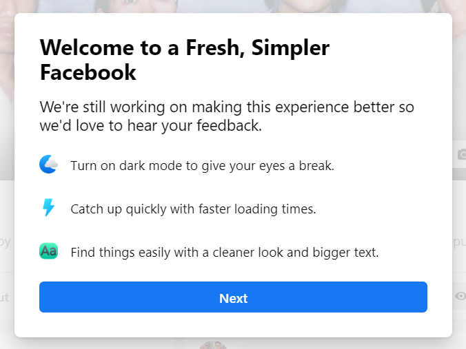 New Facebook, Facebook Dark Mode