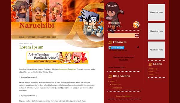 'Anime Plantilla Blogger' Anime Naruchibi Template