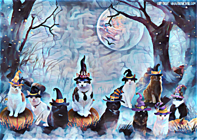 Basil and The B Team Halloween Selfie 2022 ©BionicBasil® Caturday Art