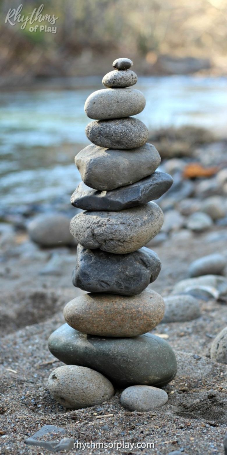 Balancing rocks - outdoor learning forest school activities