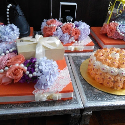 hantaran fresh flower oren ungu purple