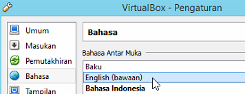Mengubah bahasa virtualbox