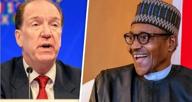 Alt: = "photo showing World Bank President, David Malpass and Nigerian President, Muhammadu Buhari"