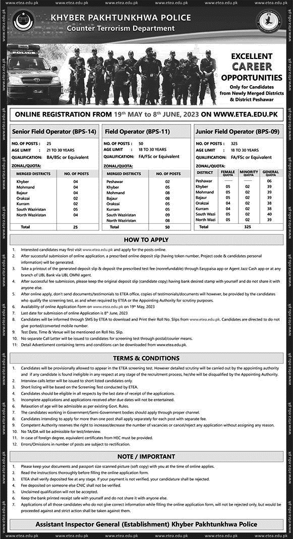  KPK Police Jobs 2023 | CTD Latest Jobs 2023