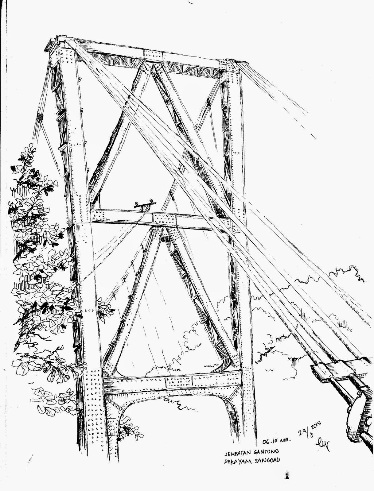 Sketsa Gambar Jembatan Garlerisket