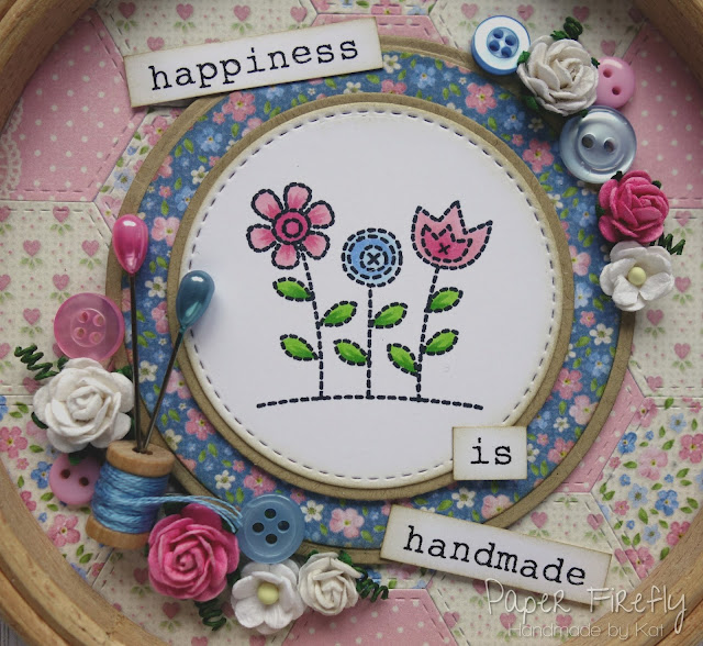 Sewing themed decorated wooden embroidery hoop