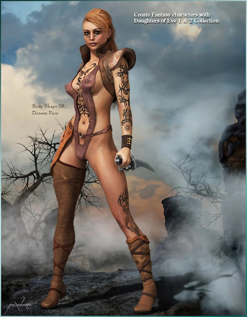 Enhance Your Victoria 4 Figure with Daughters of Eve 2 Body Shapes for Poser