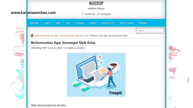 Kiat Berkomunitas Agar Semangat Naik Kelas dimuat di Ngodop