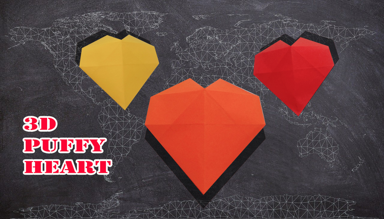 Cách gấp xếp trái tim 3D bằng giấy Origami - How to make 3D Puffy Heart Origami