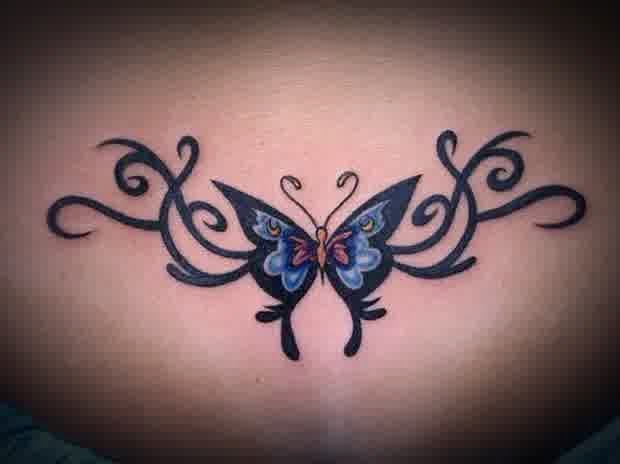 lower back butterfly tattoos