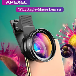 APEXEL On-Clip Super Wide Angle+Macro Phone Lens Kit for iPhone and Android