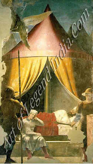 The Dream of Constantine (c.1460) Part of the Story of the True Cross, this fresco depicts Constantine being assured of victory.