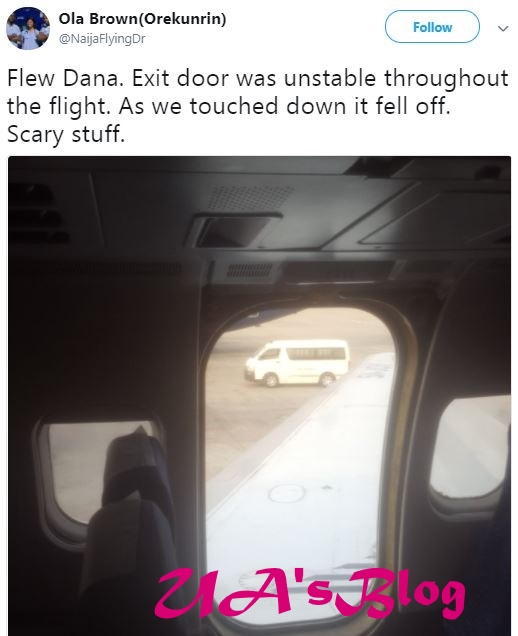 Just in: Narrow escape for passengers as door of aircraft belonging to Dana Air falls off while landing 