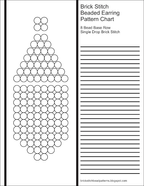 Free printable blank brick stitch beaded earring pattern chart.