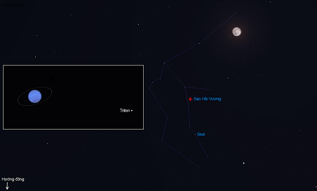 Mặt Trăng và Sao Hải Vương xuất hiện ở chòm sao Aquarius vào ngày 24/7.