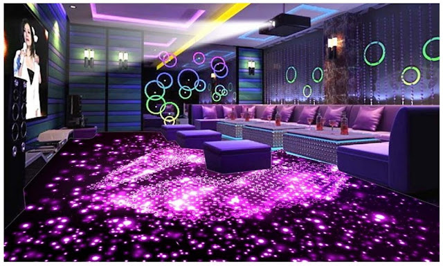 modern disco 3d art for living room floor and led lighting ideas for living room walls