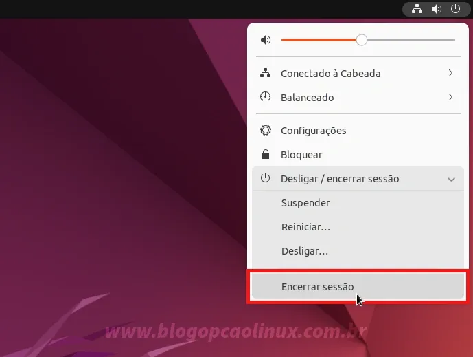 Como encerrar a sessão no Ubuntu / GNOME Shell