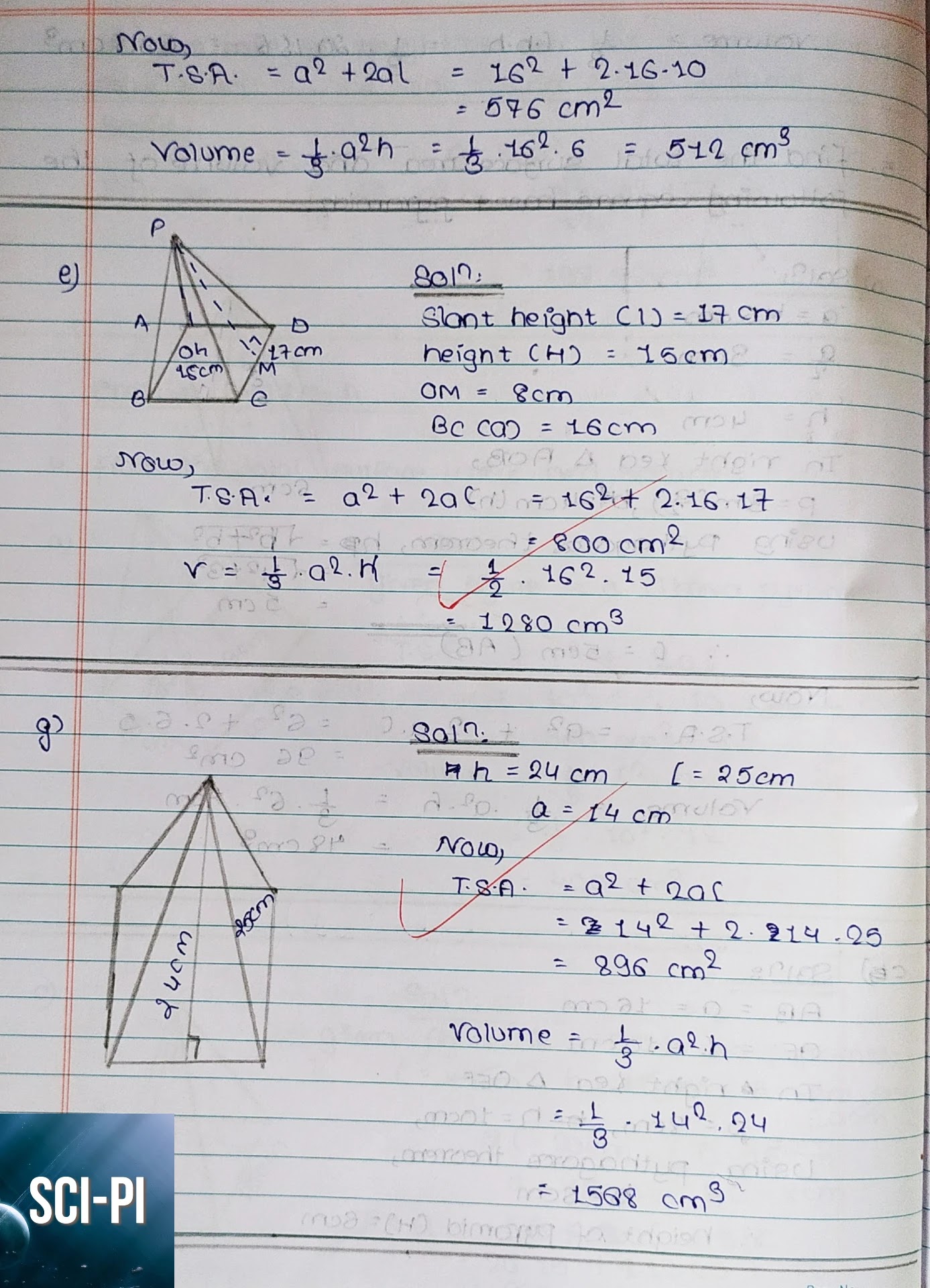 Exercise 7.2 Surface Area and Volume of Pyramids Class 10 Solutions | vedanta Excel in Mathematics