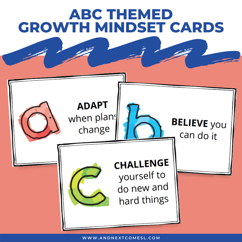 ABC themed growth mindset cards for kids