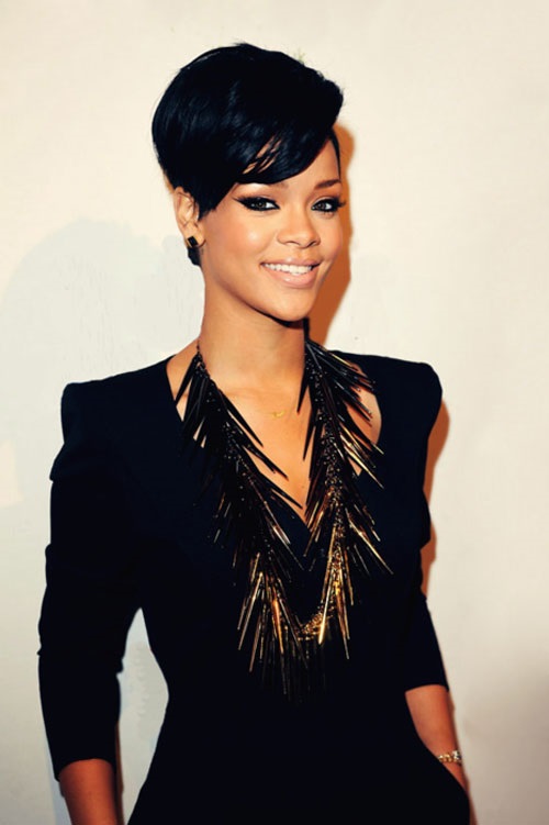 Rihanna African American Women Hairstyles with Bangs