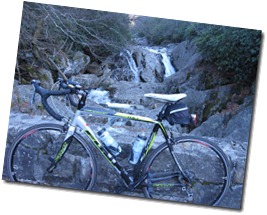 Fuji alongside the waterfall on NC 215