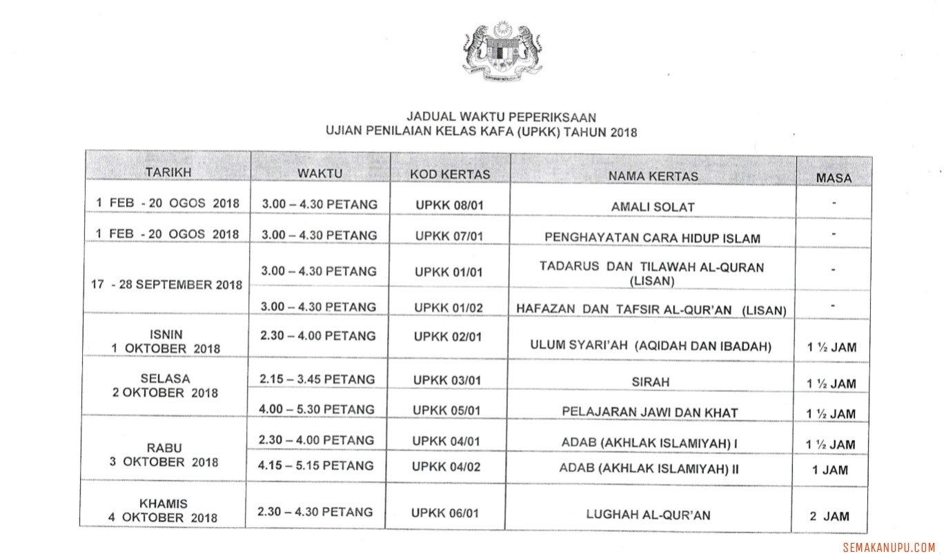 Jadual Peperiksaan Upkk 2022 Ujian Bertulis Contoh Soalan Semakan Upu