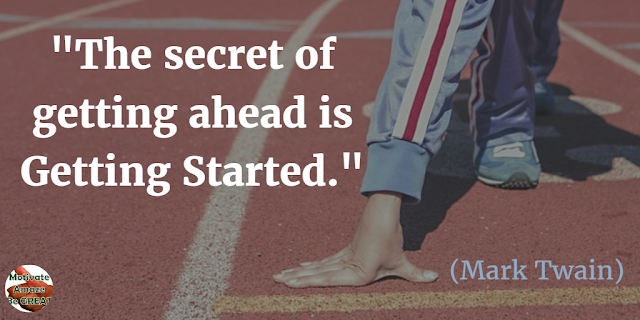Header image of the article: "Why the secret of getting ahead is getting started." Mark Twain's quote meaning