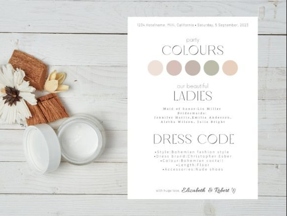 Dress Code Card, Party Palette Attire