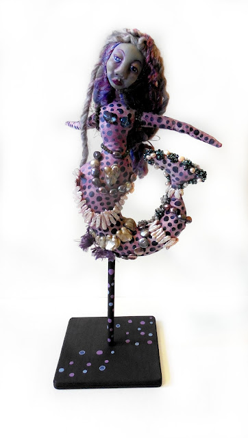 Sirena Purple Mermaid Beaded Art Doll