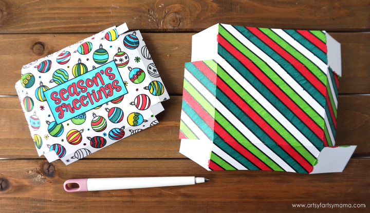 Color your own festive printable DIY Christmas Gift Boxes for holiday gifting! #GiveColorfully #CollectiveBias