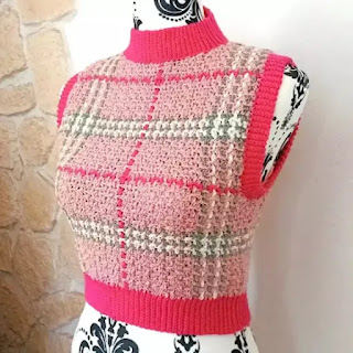 Suéter en Técnica Tartán a Crochet