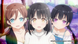 Die drei Routen der ersten Staffel, v.l.n.r. Moka, Yui, Natsuki
