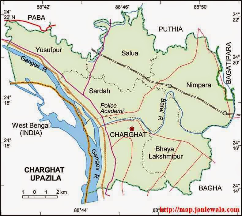 charghat upazila map of bangladesh