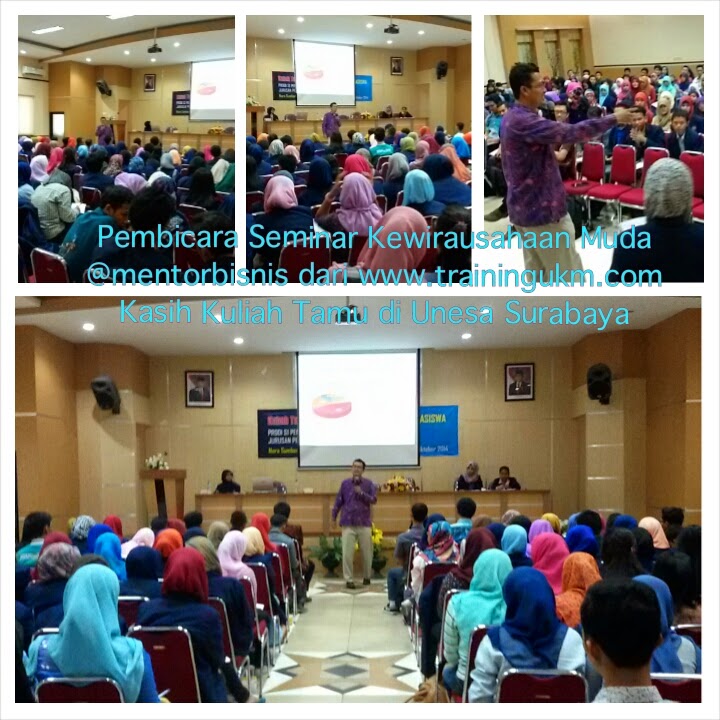 Pembicara seminar bisnis di Unesa Ketintang Surabaya