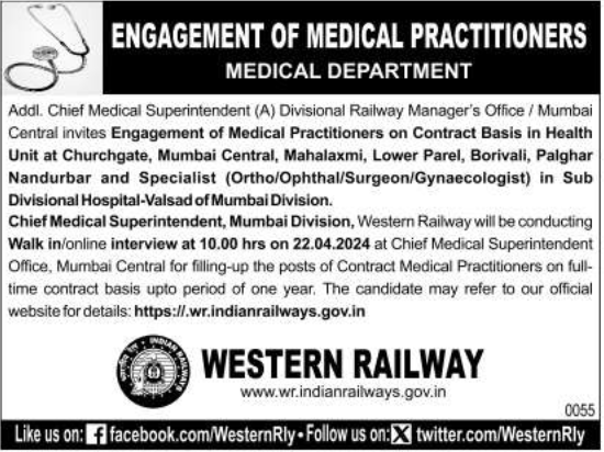 western railway medical officer recruitment 2024