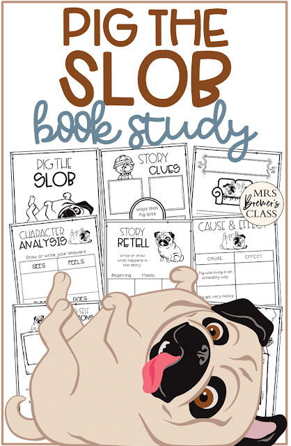 Pig the Slob book activities unit with Common Core aligned literacy companion activities for Kindergarten and First Grade