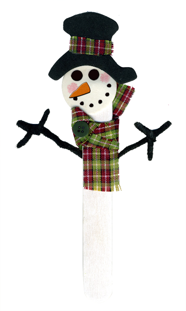 Children's snowman popsicle stick project