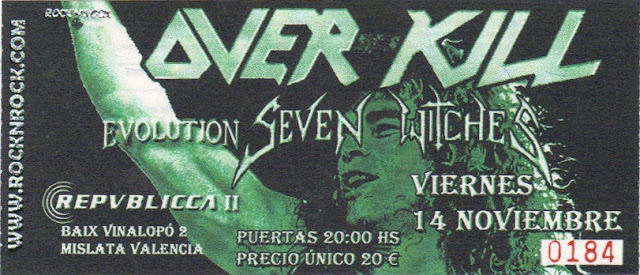 Overkill ticket valencia 2003 spain seven witches evolution