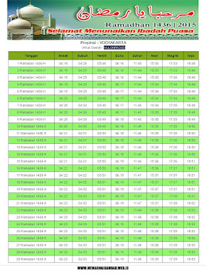 Jadwal Imsyakiyah Kulonprogo 2015 (1436 H)