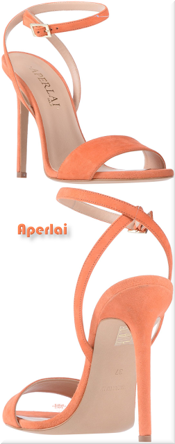 ♦Aperlai apricot suede ankle wrap sandal #aperlai #shoes #pantone #apricot #brilliantluxury
