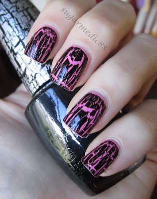 Orly Fancy Fuchsia Swatch OPI Black Shatter