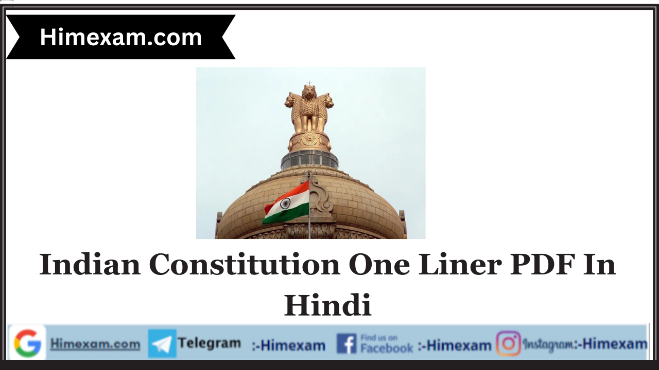 Indian Constitution One Liner PDF In Hindi
