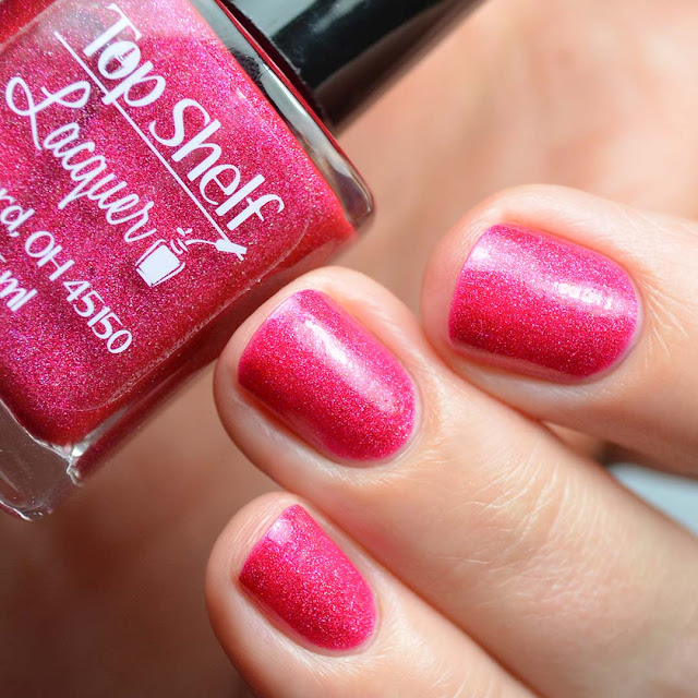 bright cherry holographic nail polish